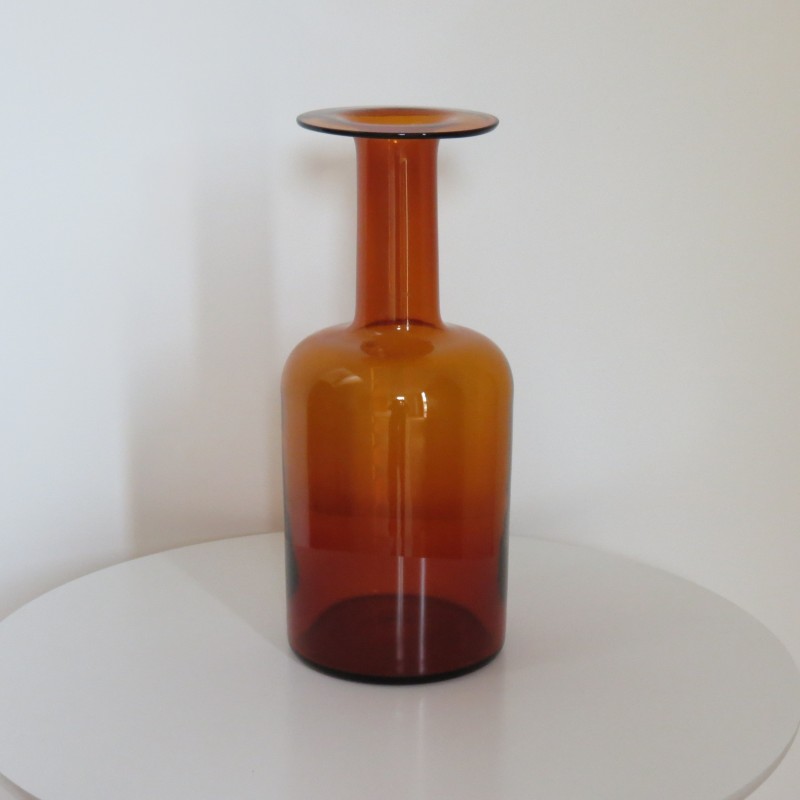 Vaso de vidro vintage Floor de Otto Brauer para Holmegaard, década de 1960
