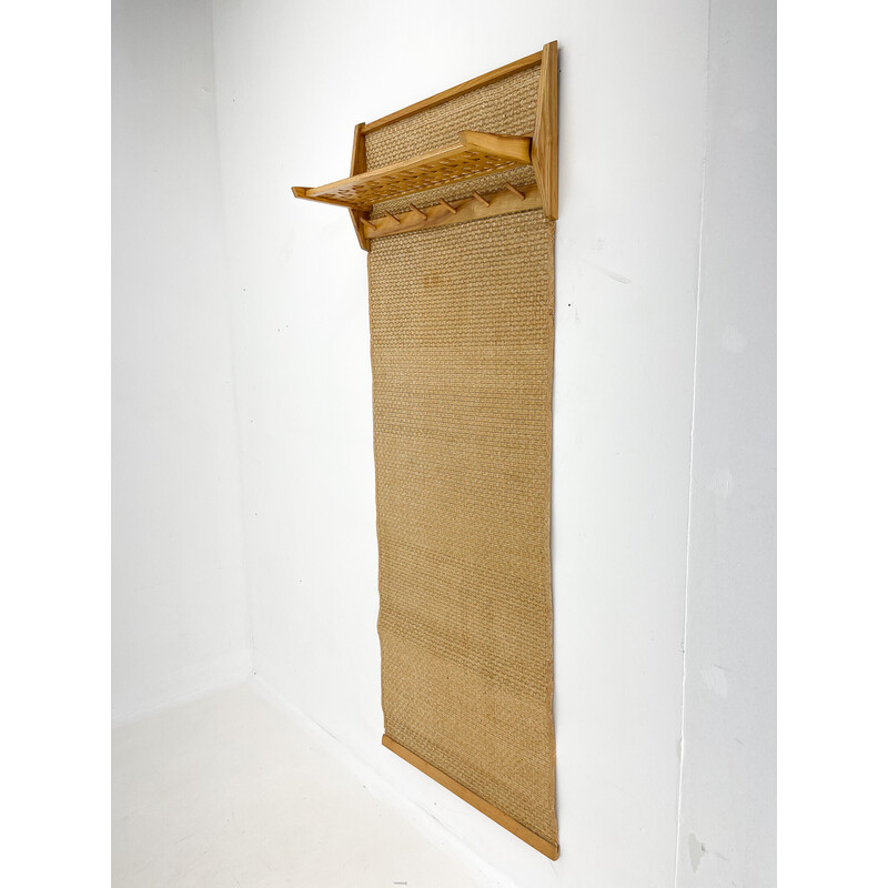 Mid-century foldable Reed wall coat rack, 1970s