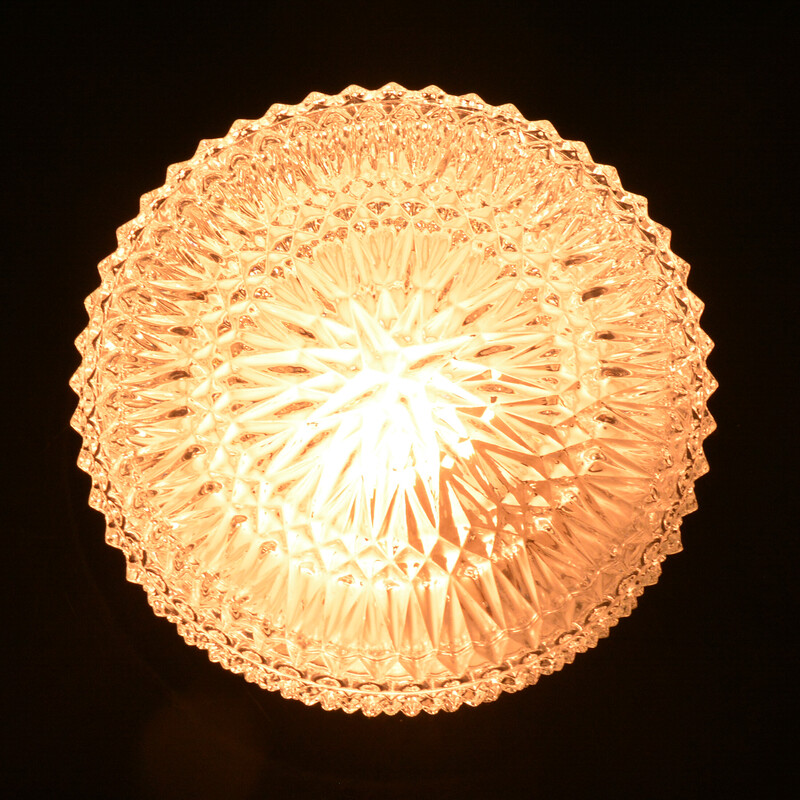 Vintage glass ceiling lamp, Germany 1980s