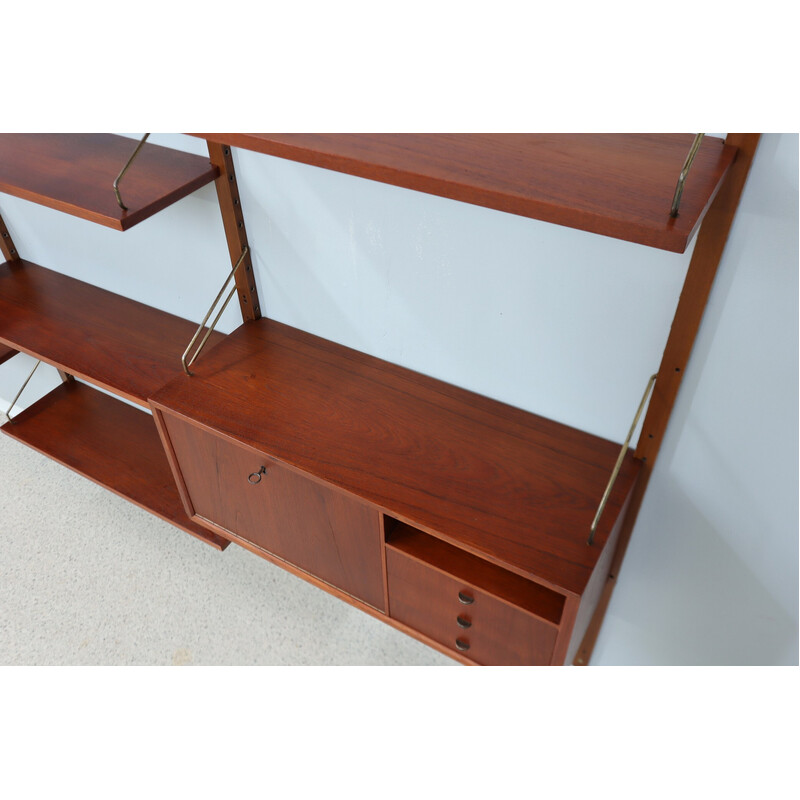 Vintage teak wall unit by Poul Cadovius, Denmark 1960s