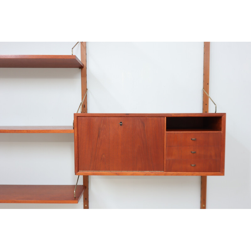 Vintage teak wall unit by Poul Cadovius, Denmark 1960s