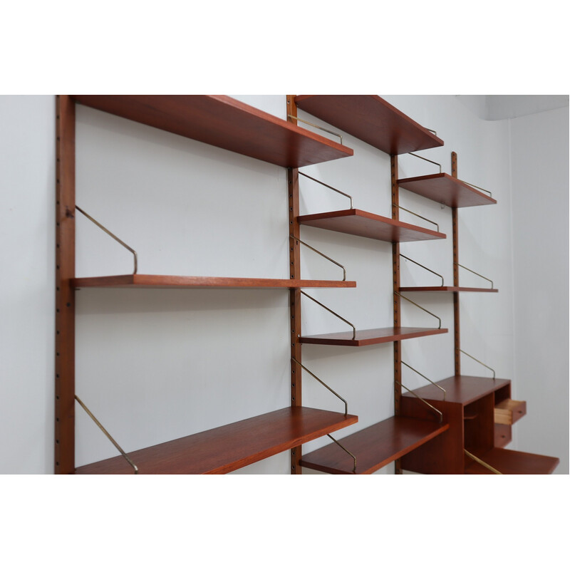 Vintage teak wall unit by Poul Cadovius, Denmark 1960s