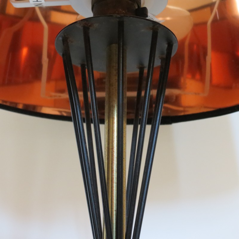 Lampe de table Diablo vintage en laiton et noir, 1950