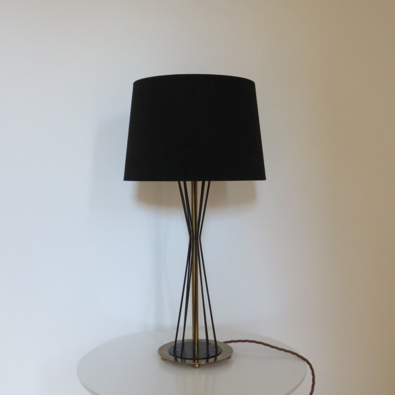 Mid century black and brass Diablo table lamp, 1950s