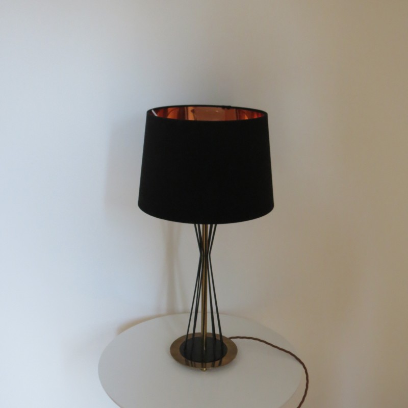 Mid century black and brass Diablo table lamp, 1950s