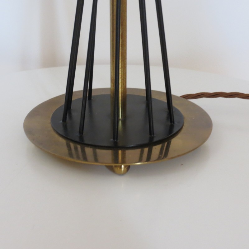 Lampada da tavolo Diablo di metà secolo in nero e ottone, 1950