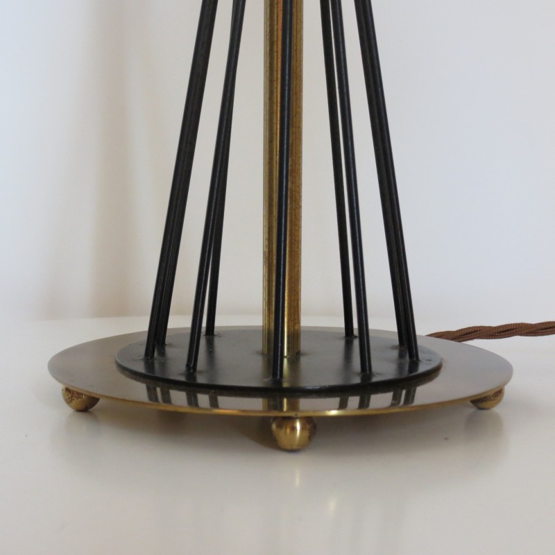 Lampada da tavolo Diablo di metà secolo in nero e ottone, 1950