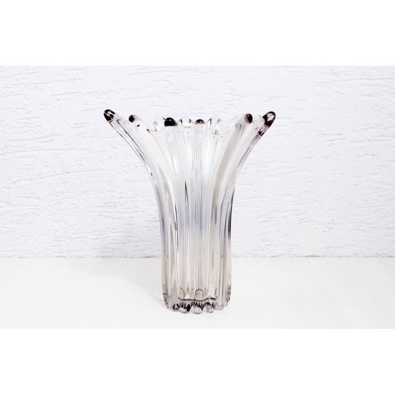 Vase vintage floriforme en cristal, 1970