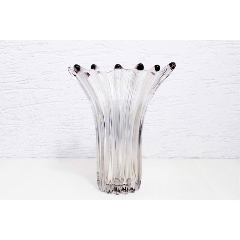 Vintage floriform crystal vase, 1970