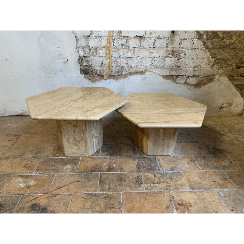 Vintage travertine nesting tables