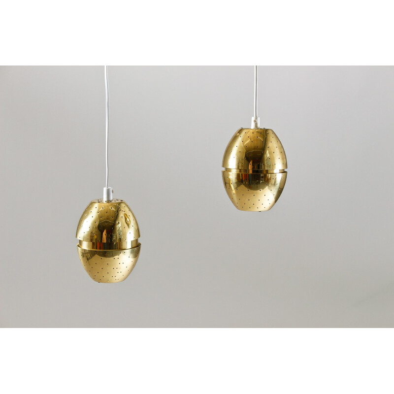 Swedish pendants in perforated brass by Hans-Agne Jakobsson - 1960s