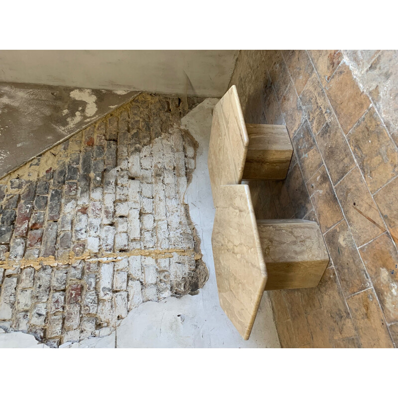 Vintage travertine nesting tables