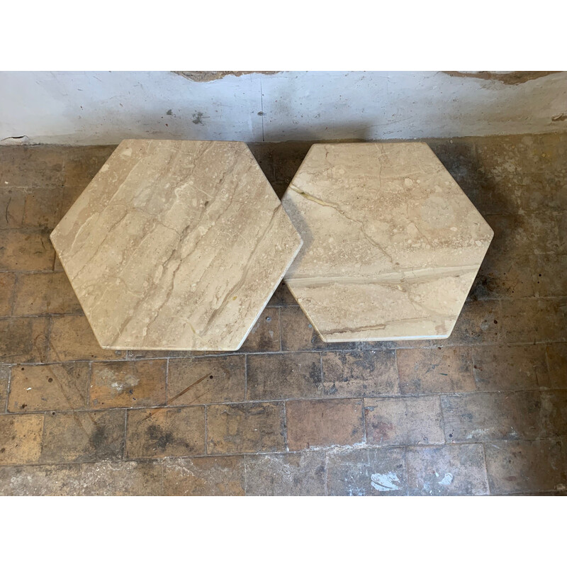 Vintage travertine nesting tables