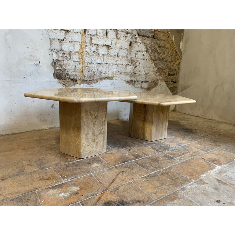 Vintage travertine nesting tables