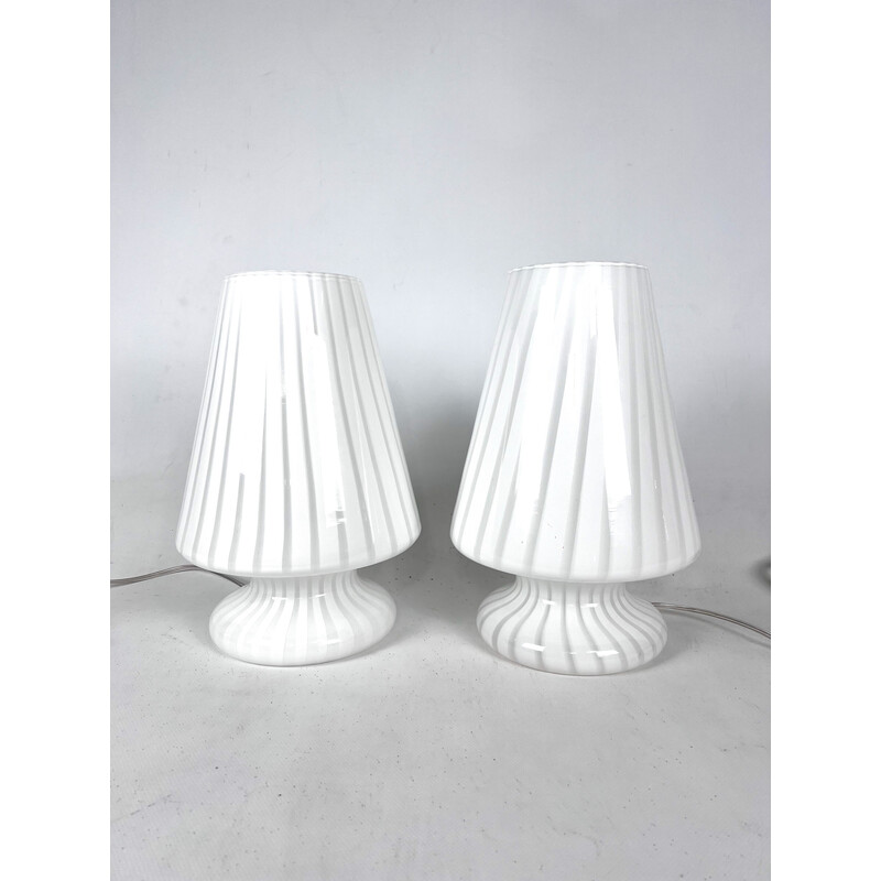 Paire de lampes de table postmodernes vintage en verre de Murano, 1970