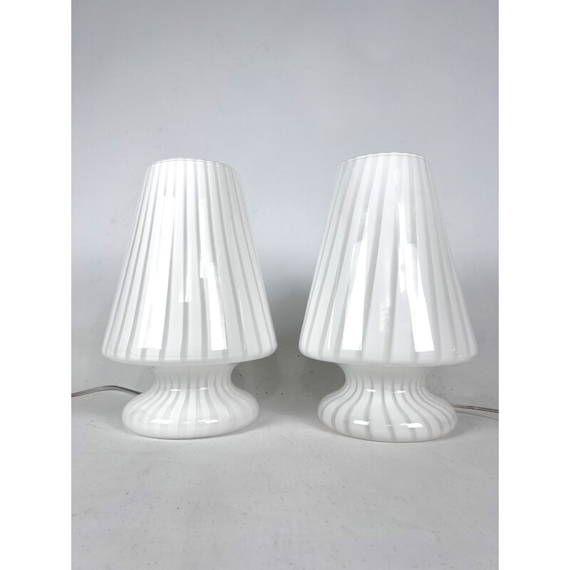 Paar vintage postmoderne Murano glazen tafellampen, 1970