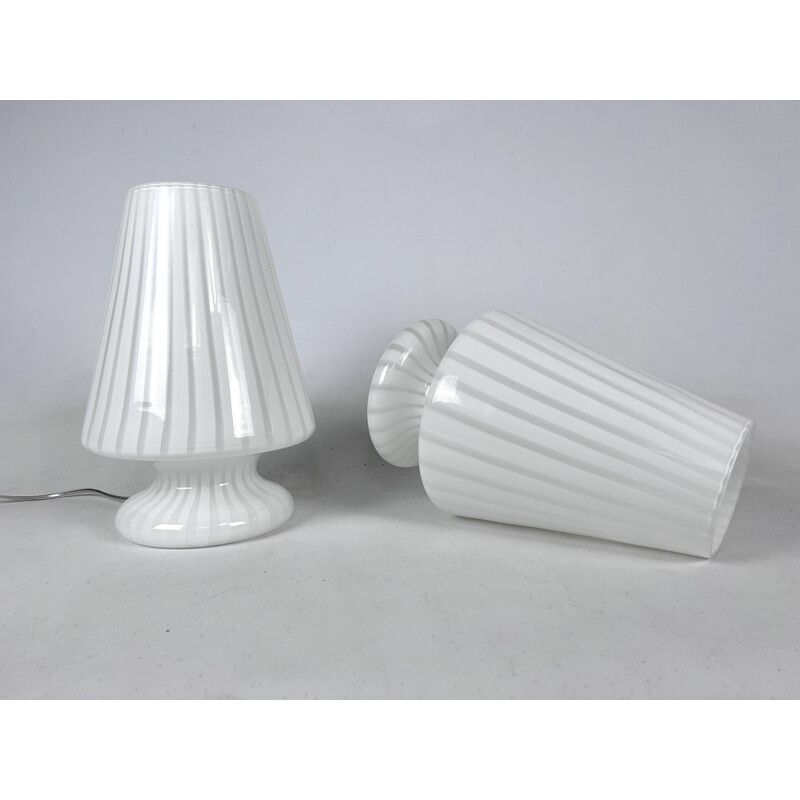 Ein Paar postmoderne Tischlampen aus Muranoglas, 1970er Jahre