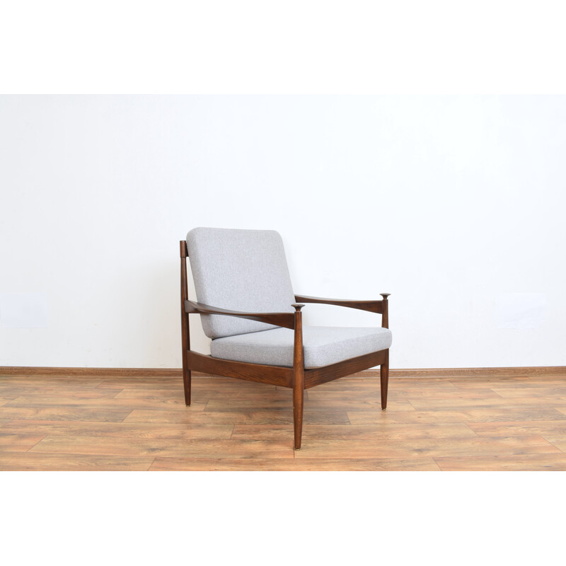 Mid-eeuwse Deense fauteuil in grijze stof, 1960