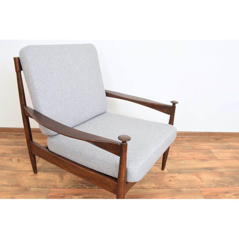 Fauteuil danois vintage en tissu gris, 1960