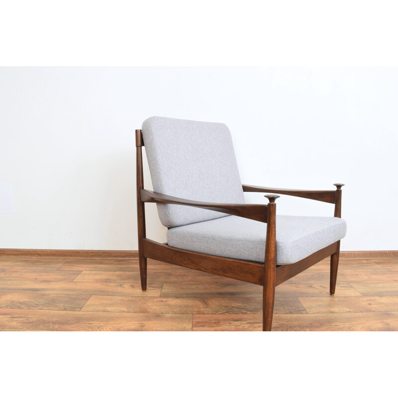 Mid-eeuwse Deense fauteuil in grijze stof, 1960