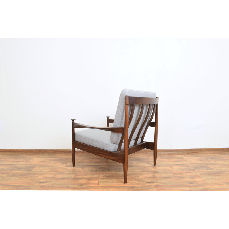 Fauteuil danois vintage en tissu gris, 1960