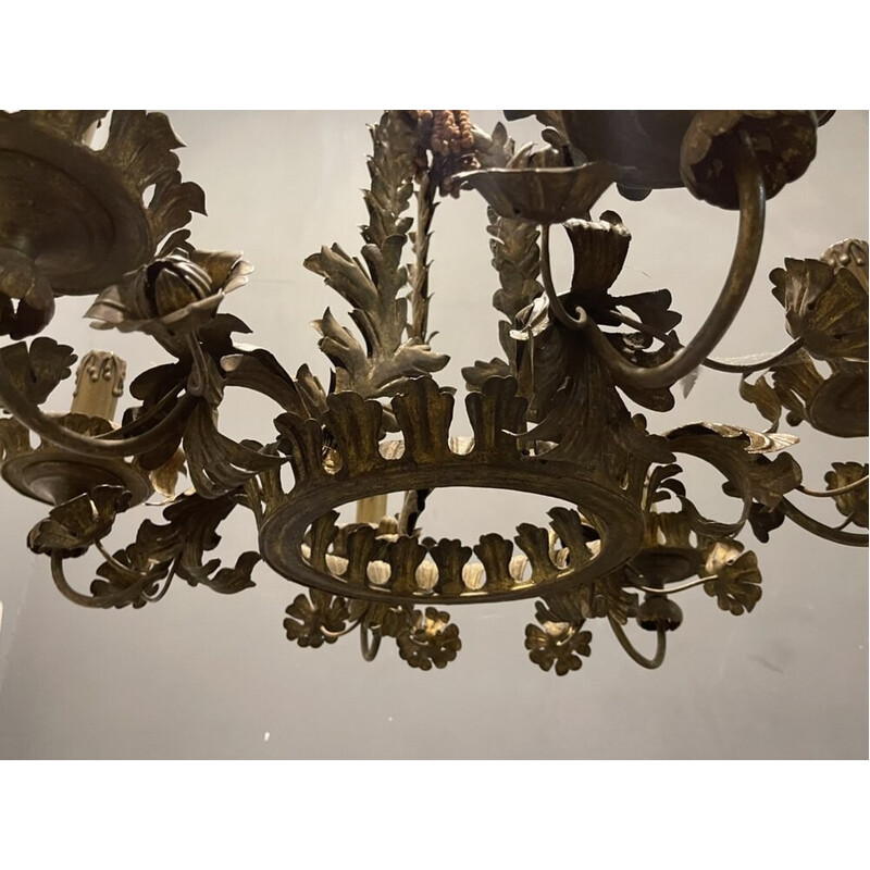 Vintage Italian tole chandelier, 1940s
