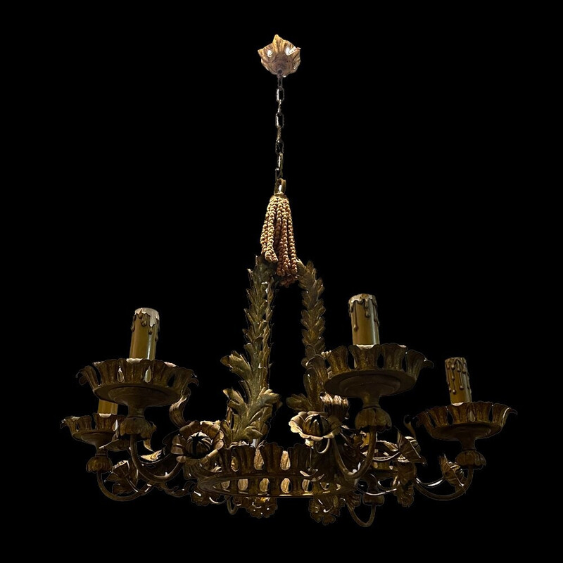 Vintage Italian tole chandelier, 1940s