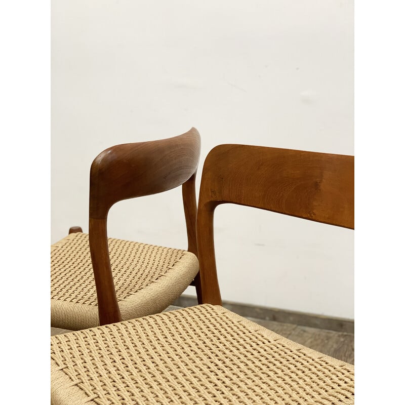 Set of 4 mid-century Danish model 75 chairs in teak by Niels O. Møller for J. L. Moller