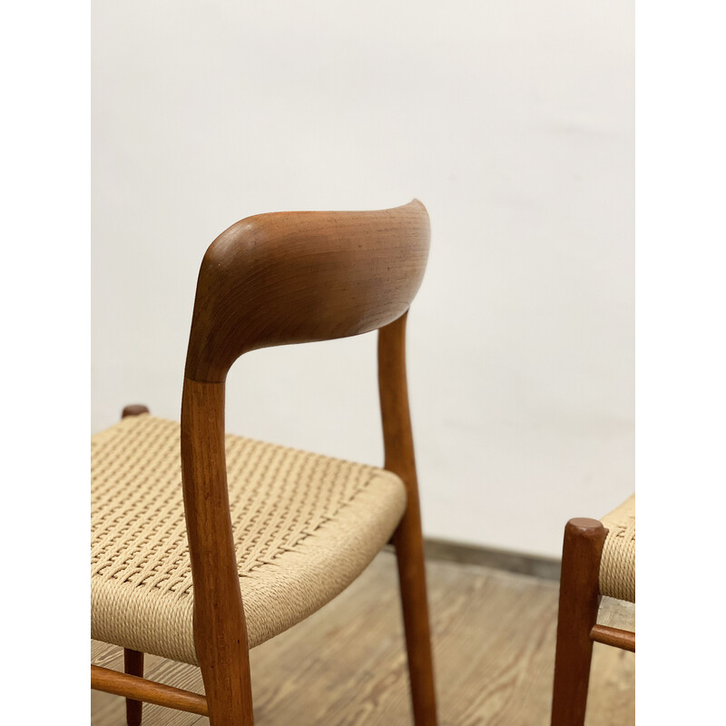 Set of 4 mid-century Danish model 75 chairs in teak by Niels O. Møller for J. L. Moller