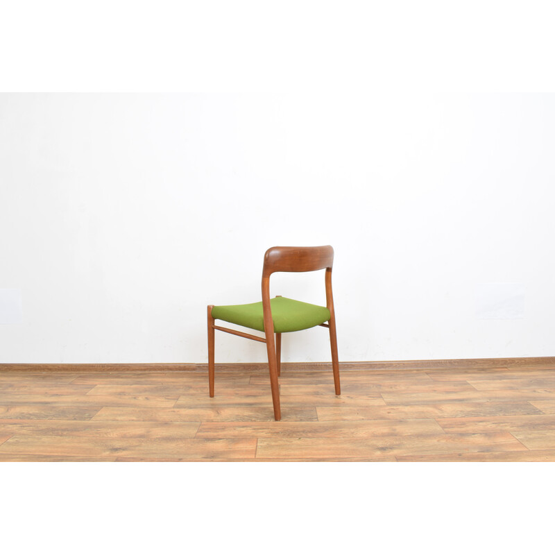 Paar vintage Deense teakhouten eetkamerstoelen model 75 van Niels Otto Møller voor J.L. Møllers, jaren 1960