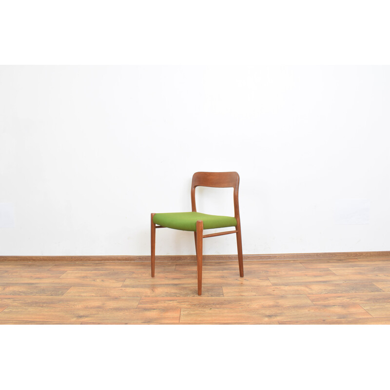 Pair of vintage Danish teak dining chairs model 75 by Niels Otto Møller for J.L. Møllers, 1960s