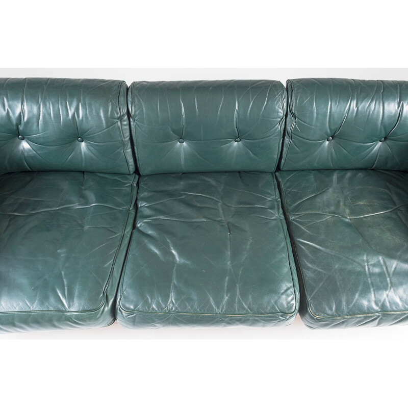 Scandinavian rosewood and green leather sofa Ingvar Stockum - 1960s