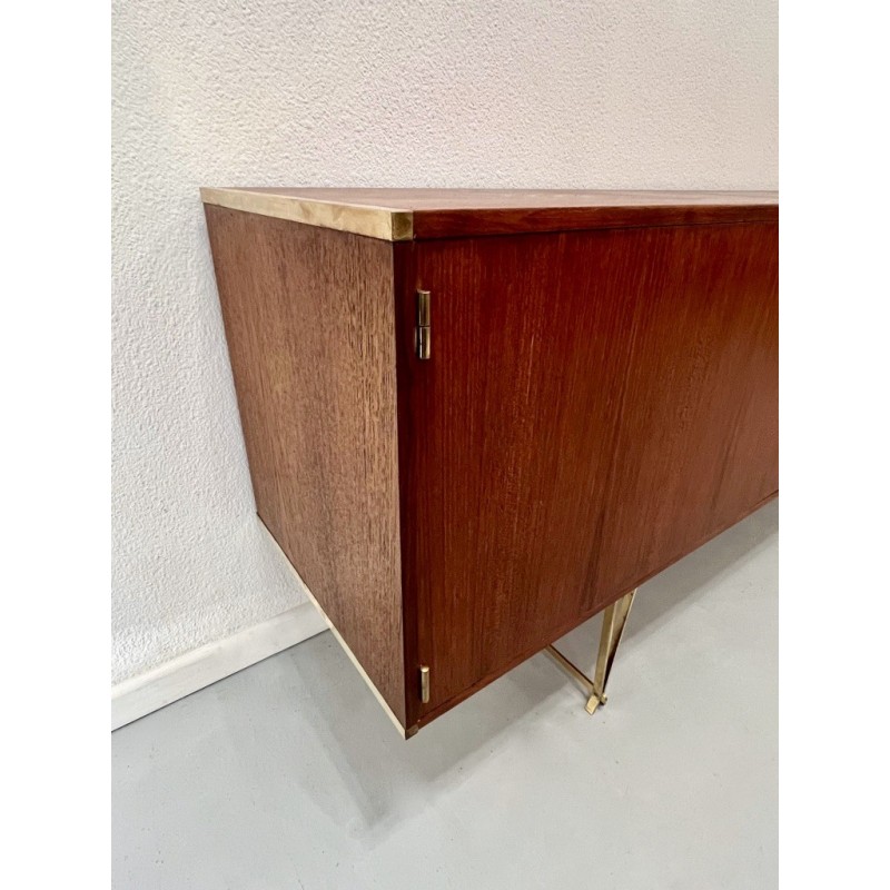 Vintage brass and teak sideboard by William Watting for Fristho, Netherlands 1950s