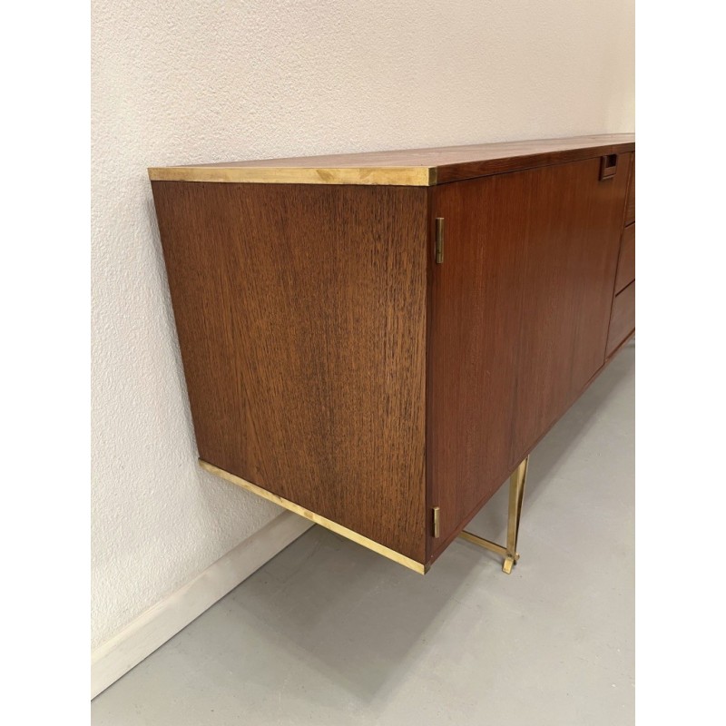 Vintage brass and teak sideboard by William Watting for Fristho, Netherlands 1950s