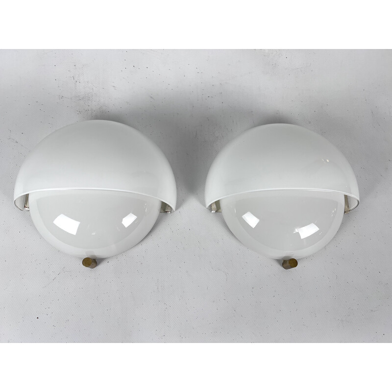 Pair of vintage glass Mania wall lamps by Vico Magistretti for Artemide, 1960s
