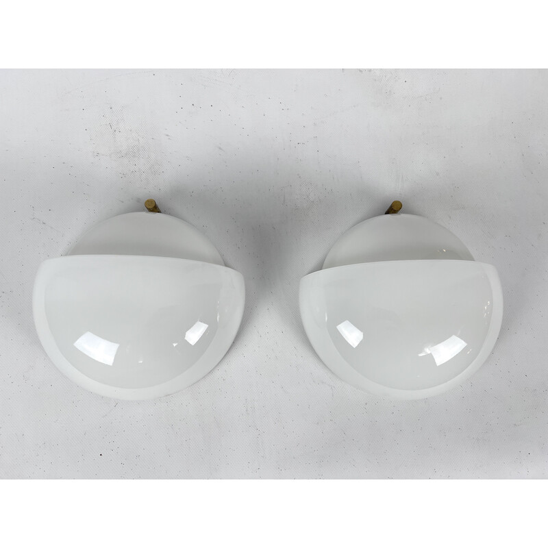 Pair of vintage glass Mania wall lamps by Vico Magistretti for Artemide, 1960s