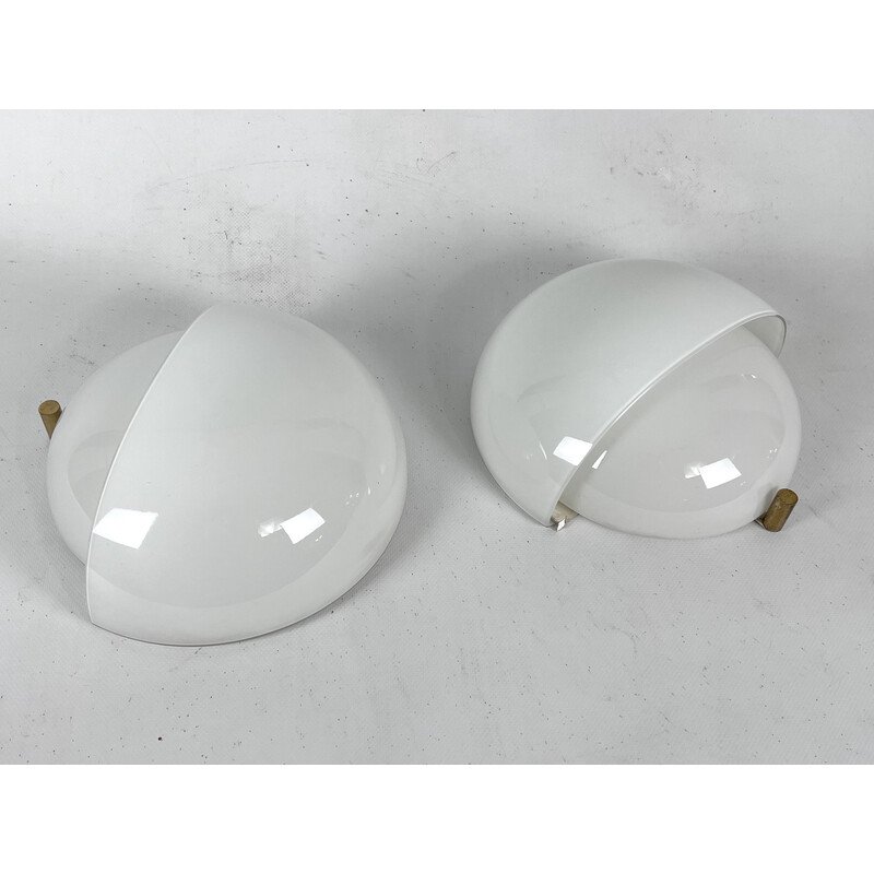Pair of vintage glass Mania wall lamps by Vico Magistretti for Artemide, 1960s