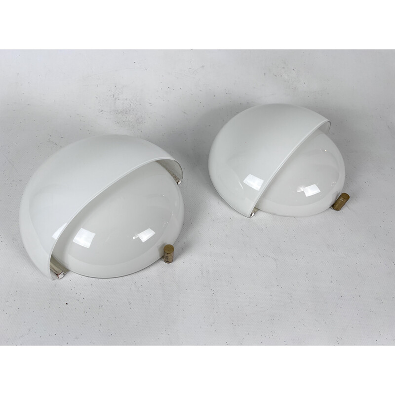 Pair of vintage glass Mania wall lamps by Vico Magistretti for Artemide, 1960s