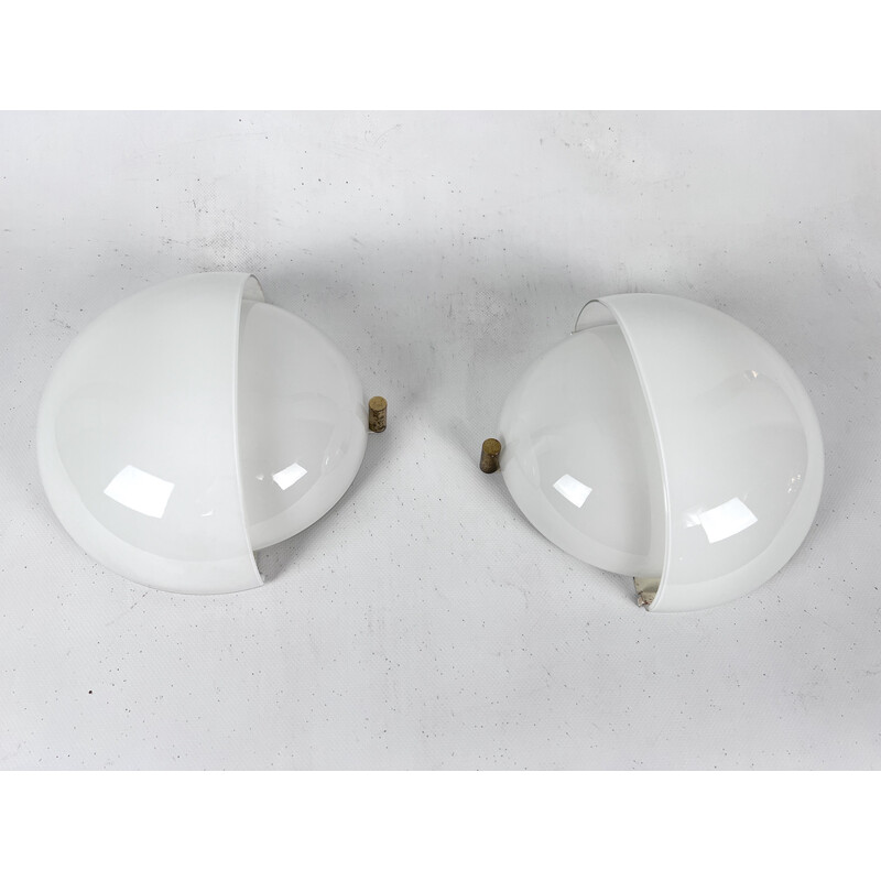 Pair of vintage glass Mania wall lamps by Vico Magistretti for Artemide, 1960s