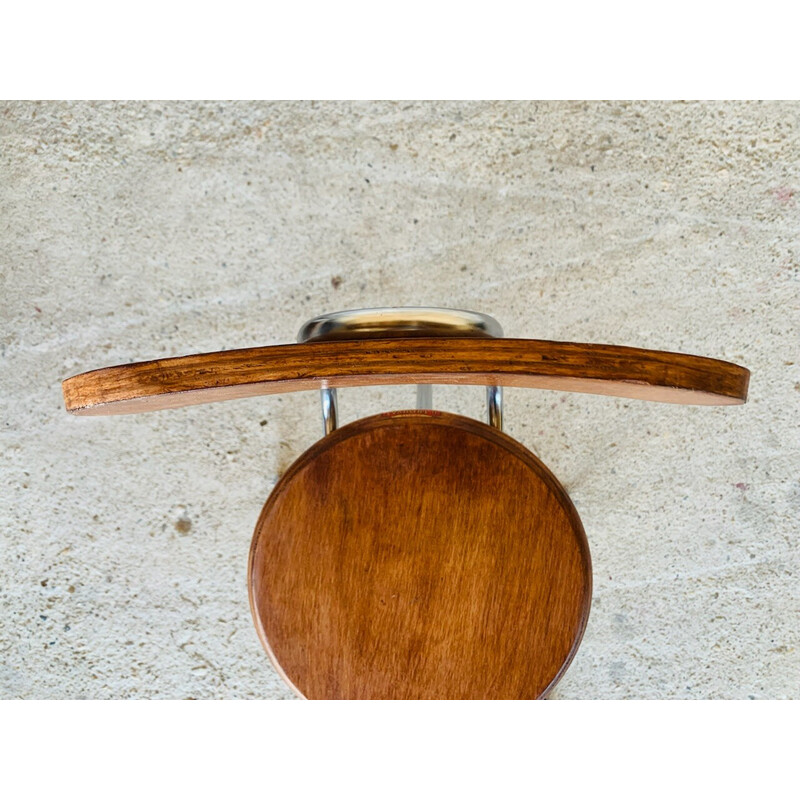 Tabouret vintage industriel en métal et bois, 1960