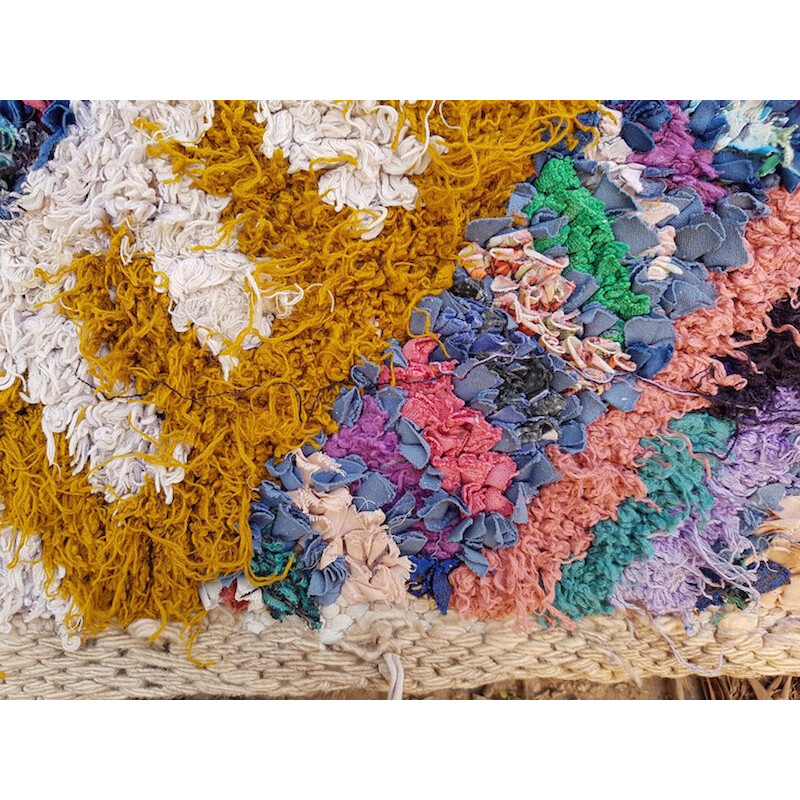 Mid-century multicoloured Boucherouite  rug in bohemian style - 1990s 