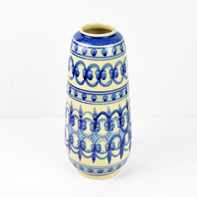 Vaso de cerâmica rústica vintage para Kll Karl Louis Lehmann, Alemanha 1950