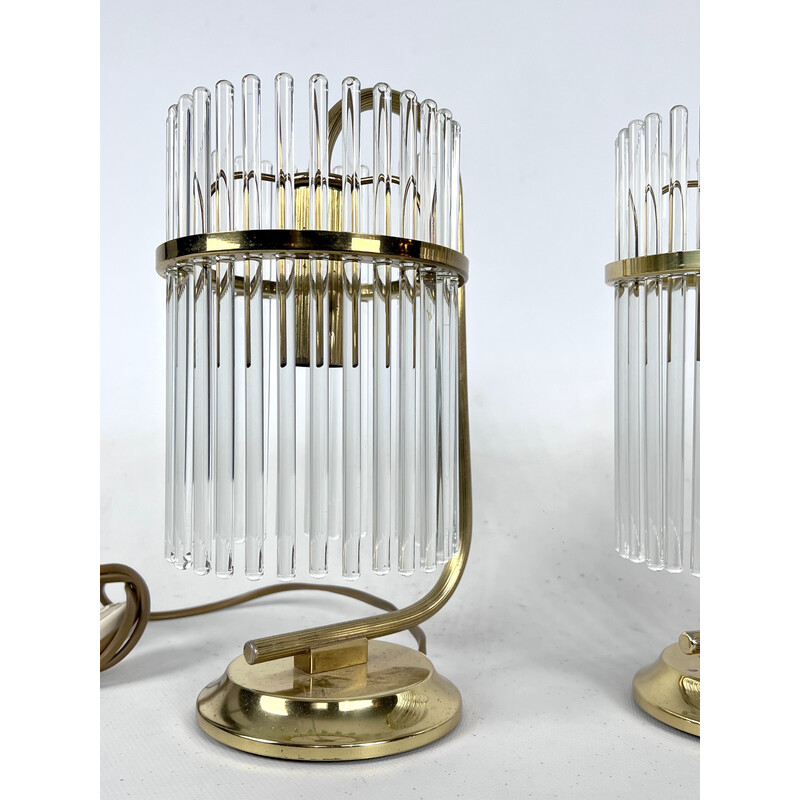 Pair of vintage Italian brass table lamps by Sciolari, Italy 1970s