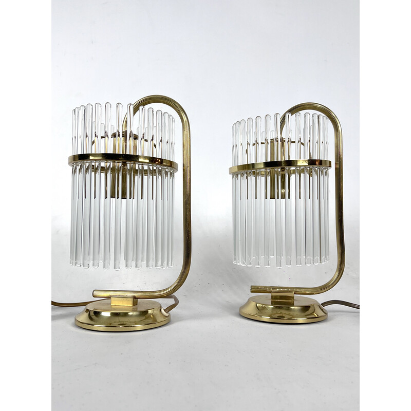 Pair of vintage Italian brass table lamps by Sciolari, Italy 1970s