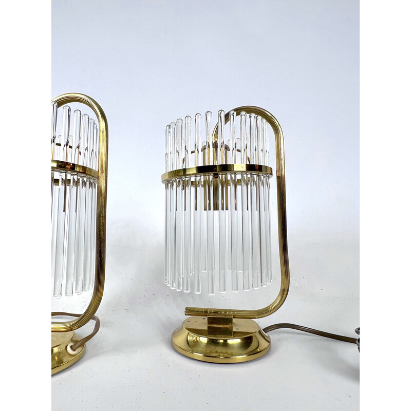 Pair of vintage Italian brass table lamps by Sciolari, Italy 1970s