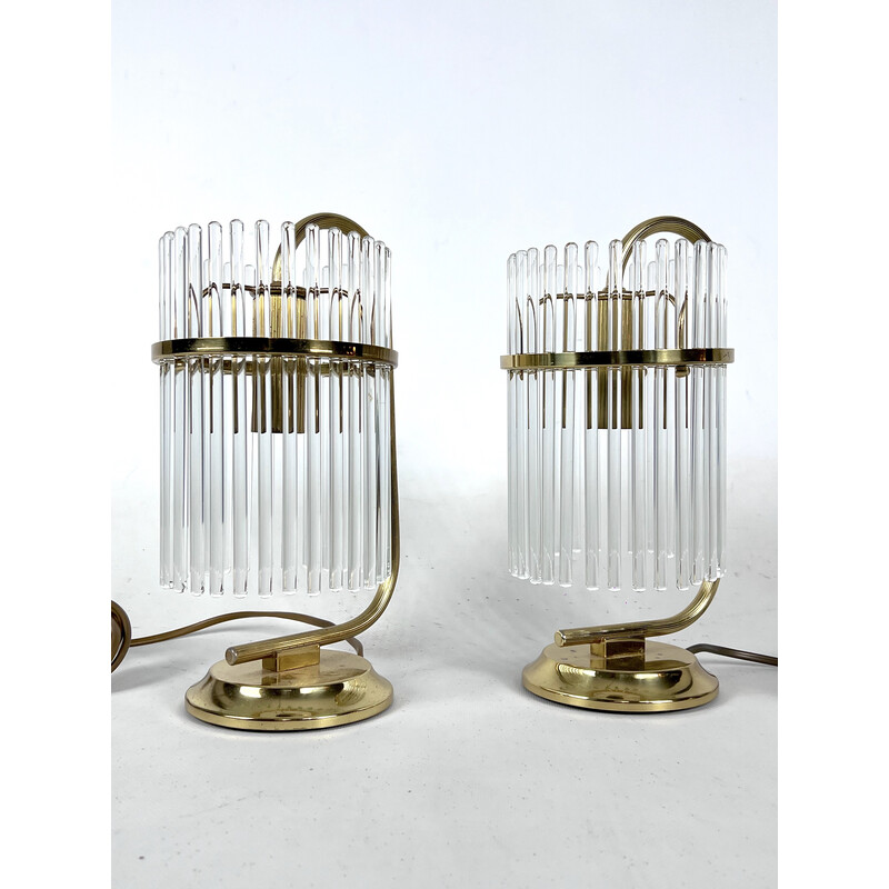 Pair of vintage Italian brass table lamps by Sciolari, Italy 1970s