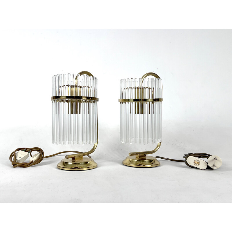 Pair of vintage Italian brass table lamps by Sciolari, Italy 1970s