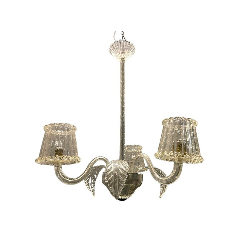 Lampadario veneziano d'epoca in vetro di Murano di Barovier, anni '40