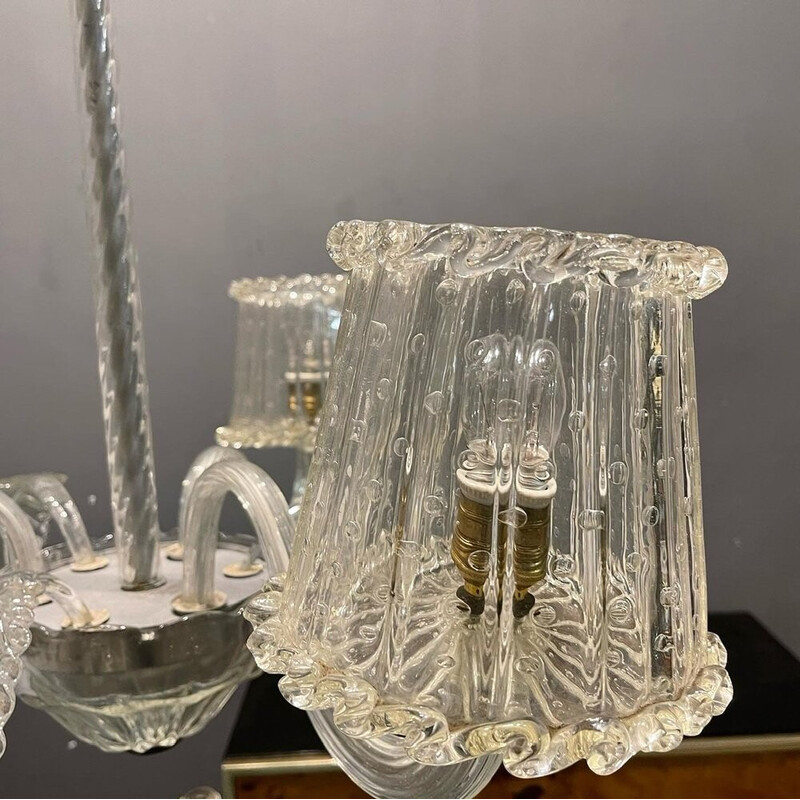 Lampadario veneziano d'epoca in vetro di Murano di Barovier, anni '40