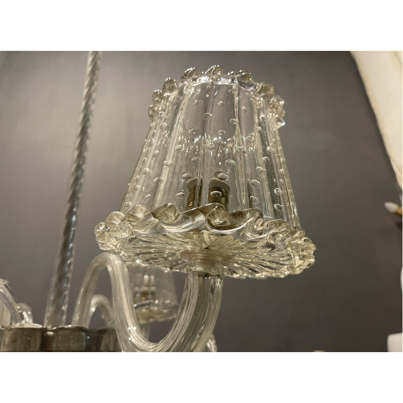 Lampadario veneziano d'epoca in vetro di Murano di Barovier, anni '40